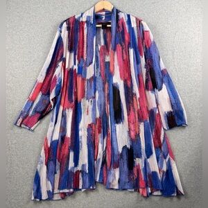 Ali Miles Open Front Abstract Print 3/4 Sleeve Onion Skin Blazer Jacket size M